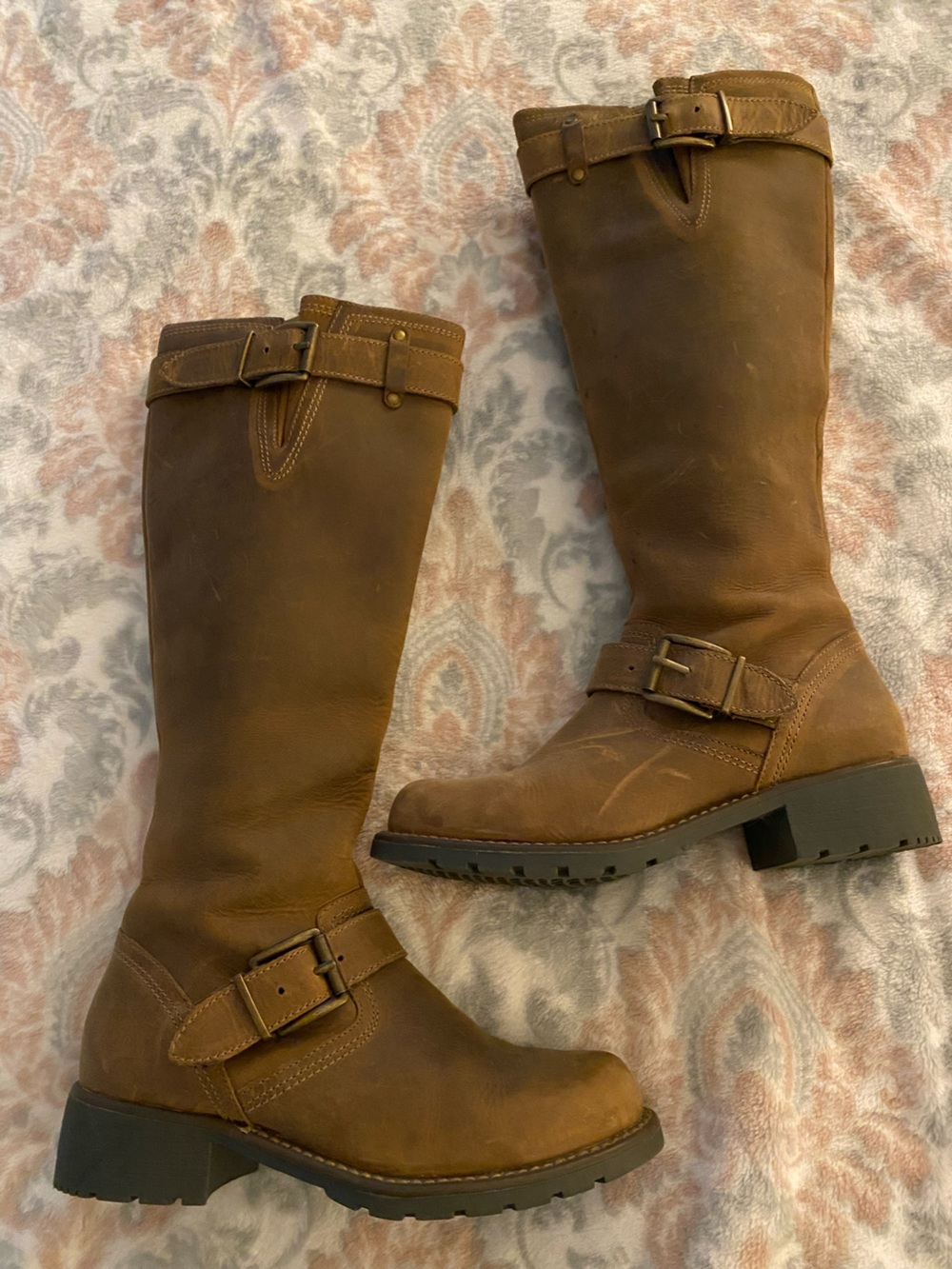 Women's Clark’s Brown Leather Mid-Calf Buckle Riding Boots